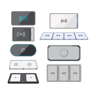 Wireless charging pads for modern electronic devices Stock Illustration