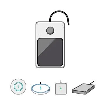 Wireless charging pads providing power for electronic devices Stock Illustration