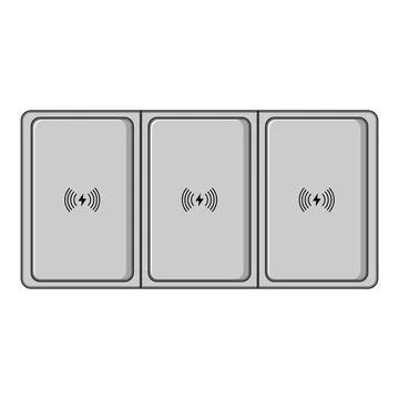 Wireless charging pads providing power for modern devices Illustrazione stock