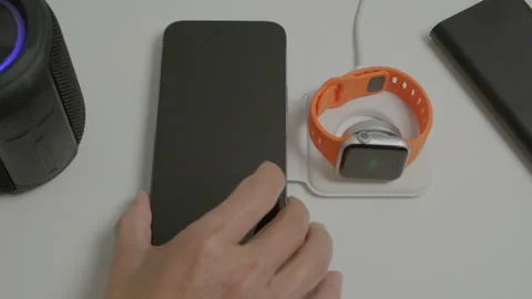 Wireless Charging Smart Phone and personal devices Stock Footage 254232003