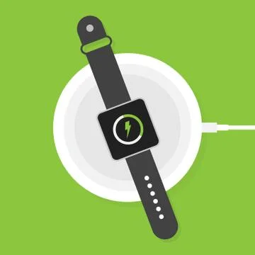 Wireless charging for smart watch. Innovative modern technological accessorie Stock Illustration