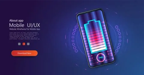 Wireless charging of the smartphone battery. Future concept. The progress of  Stock Illustration