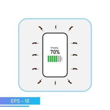 Wireless charging of the smartphone. Charging a smartphone using magnetic Stock Illustration