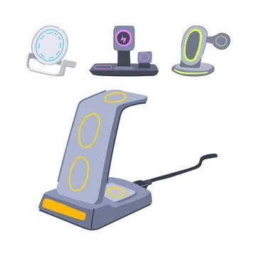 Wireless charging stand and pad devices concept Stock Illustration