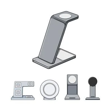 Wireless charging stands collection for electronic devices Stock Illustration