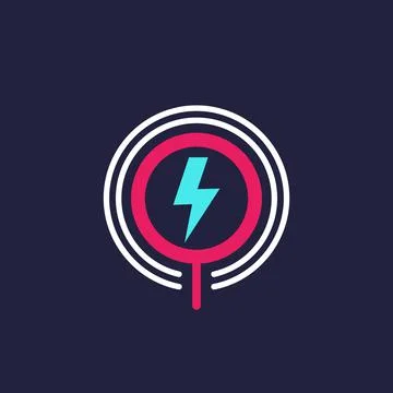 Wireless charging station icon on dark Stock Illustration