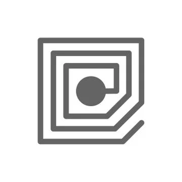 Wireless chip and RFID line icon. Illustrazione stock