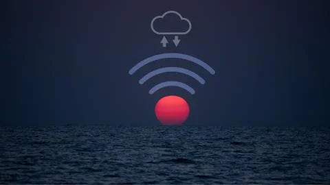 Wireless cloud technology, data communication media for big data calculation  Stock Illustration