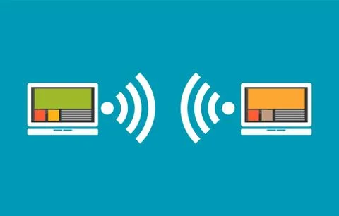 Wireless communication between devices. Stock Illustration