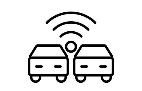 Wireless Communication Between Two Modern Cars Technology Concept 스톡 일러스트
