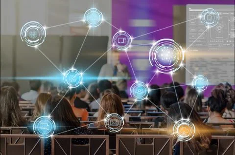 Wireless communication connecting of smart city Internet of Things Technology Stock Photos