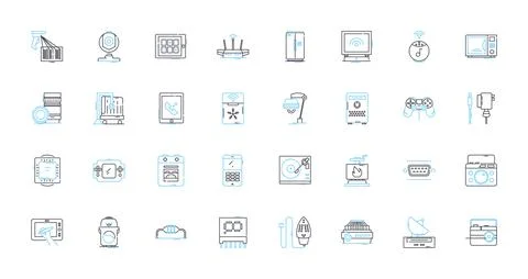 Wireless communication linear icons set. Bluetooth, Wi-Fi, Cellular, Signal Stock Illustration