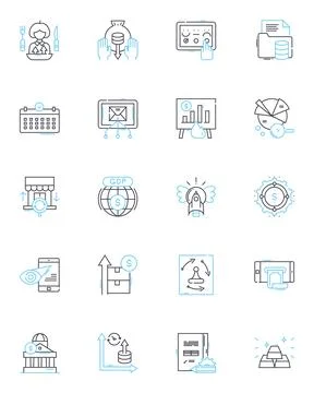 Wireless communication linear icons set. Bluetooth, Zigbee, G, Wi-Fi, LTE, NFC Stock Illustration