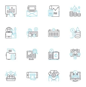 Wireless communication linear icons set. Bluetooth, Zigbee, G, Wi-Fi, LTE, NFC Stock Illustration