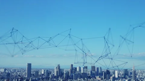 Wireless communication network concept. Smart city. Stock Footage 121299627