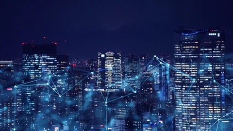 Wireless communication network concept. Smart city. Stock-Footage 121299635