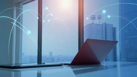 Wireless communication network concept. Smart office. Stock Footage 155612076