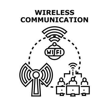 Wireless communication network connecting people through digital technology Stock Illustration