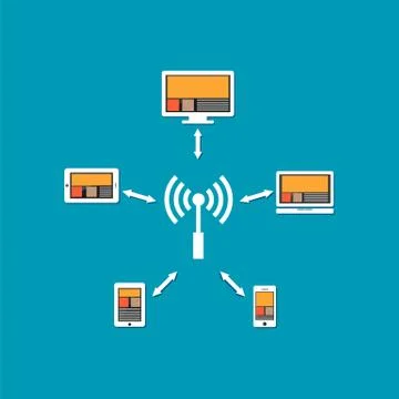 Wireless communication or wireless network connection. Stock Illustration