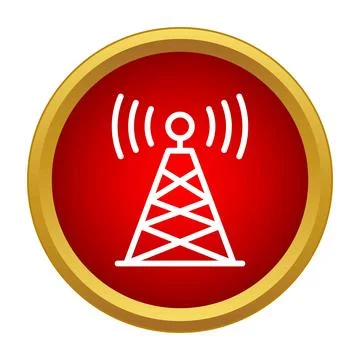 Wireless communication signal tower transmitting broadcast waves Stock Illustration