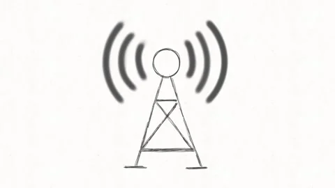 Wireless Communication Tower Broadcasting Signal Animation Stock Footage 341863533