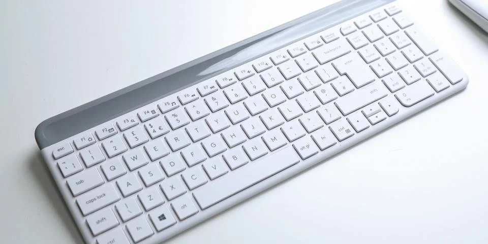 Wireless computer keyboard and mouse isolated on white backgroun Foto stock