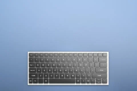 Wireless computer keyboard on the table. Top view. Copy space. Office topics Illustrazione stock