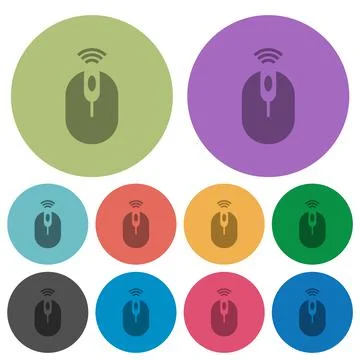 Wireless computer mouse color darker flat icons Stock Illustration