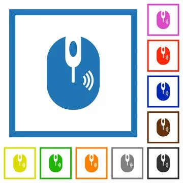 Wireless computer mouse flat framed icons Illustrazione stock