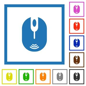 Wireless computer mouse flat framed icons 스톡 일러스트