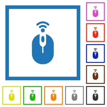 Wireless computer mouse flat framed icons 스톡 일러스트