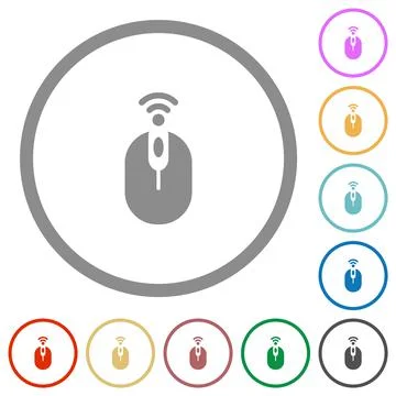 Wireless computer mouse flat icons with outlines 스톡 일러스트