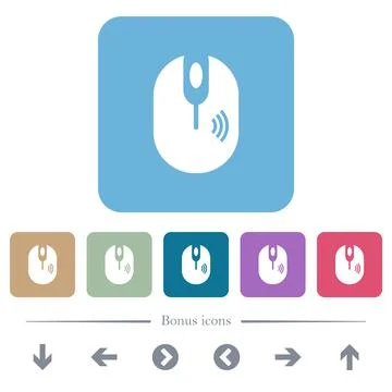 Wireless computer mouse flat icons on color rounded square backgrounds Stock Illustration