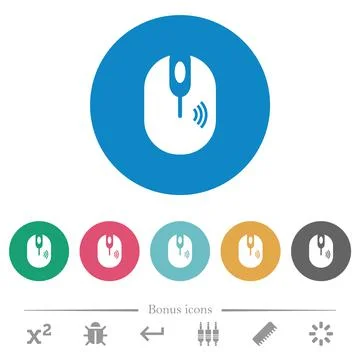 Wireless computer mouse flat round icons 스톡 일러스트