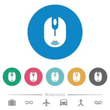 Wireless computer mouse flat round icons 스톡 일러스트