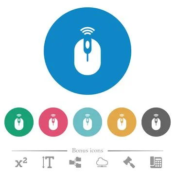 Wireless computer mouse flat round icons Stockillustratie