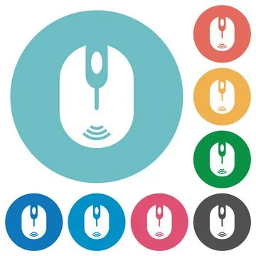 Wireless computer mouse flat round icons 스톡 일러스트