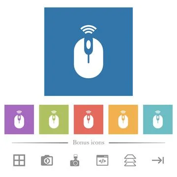 Wireless computer mouse flat white icons in square backgrounds イラスト素材