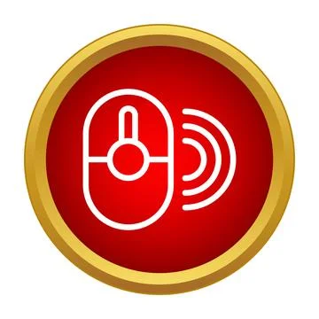 Wireless computer mouse icon transmitting signal Stock Illustration