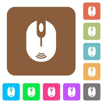 Wireless computer mouse rounded square flat icons 스톡 일러스트