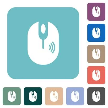 Wireless computer mouse rounded square flat icons Illustrazione stock