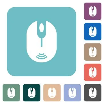 Wireless computer mouse rounded square flat icons Illustrazione stock