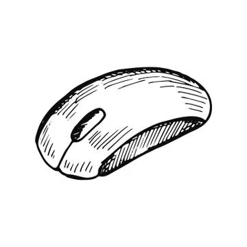 Wireless computer mouse sketch isolated on white background Stock Illustration