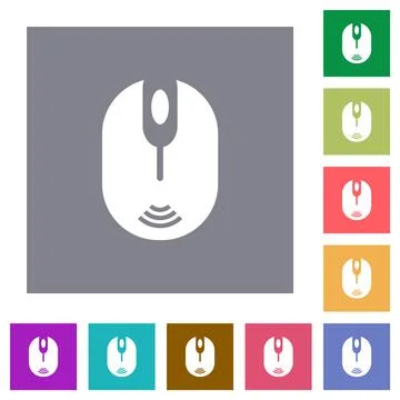 Wireless computer mouse square flat icons Stock Illustration