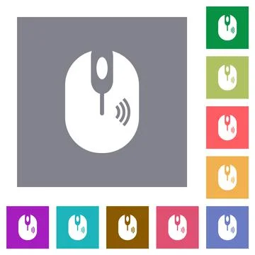 Wireless computer mouse square flat icons Stock Illustration