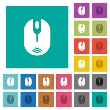 Wireless computer mouse square flat multi colored icons Illustrazione stock