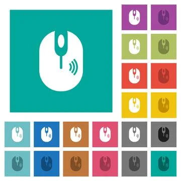 Wireless computer mouse square flat multi colored icons 스톡 일러스트