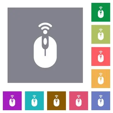Wireless computer mouse square flat icons Stock Illustration