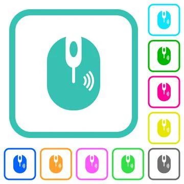 Wireless computer mouse vivid colored flat icons Illustrazione stock