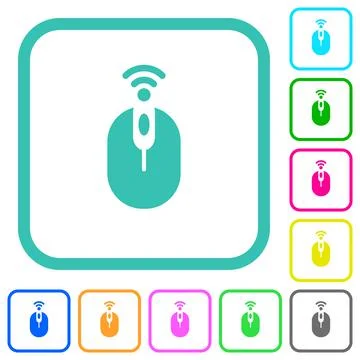 Wireless computer mouse vivid colored flat icons 스톡 일러스트